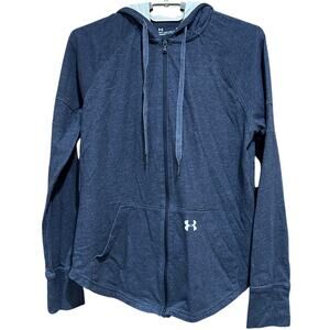 Under Armour Hoodie Womens Size S Gray Loose Fit Lightweight Athleisure Full Zip